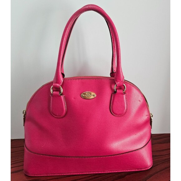 Coach Handbags - Coach Cora Dome Satchel Pink Crossgrain Leather Crossbody Gold Hardware